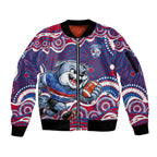 Western Bulldogs Sleeve Zip Bomber Jacket Aboriginal Dot Pattern - Football Mascot Heritage Pride