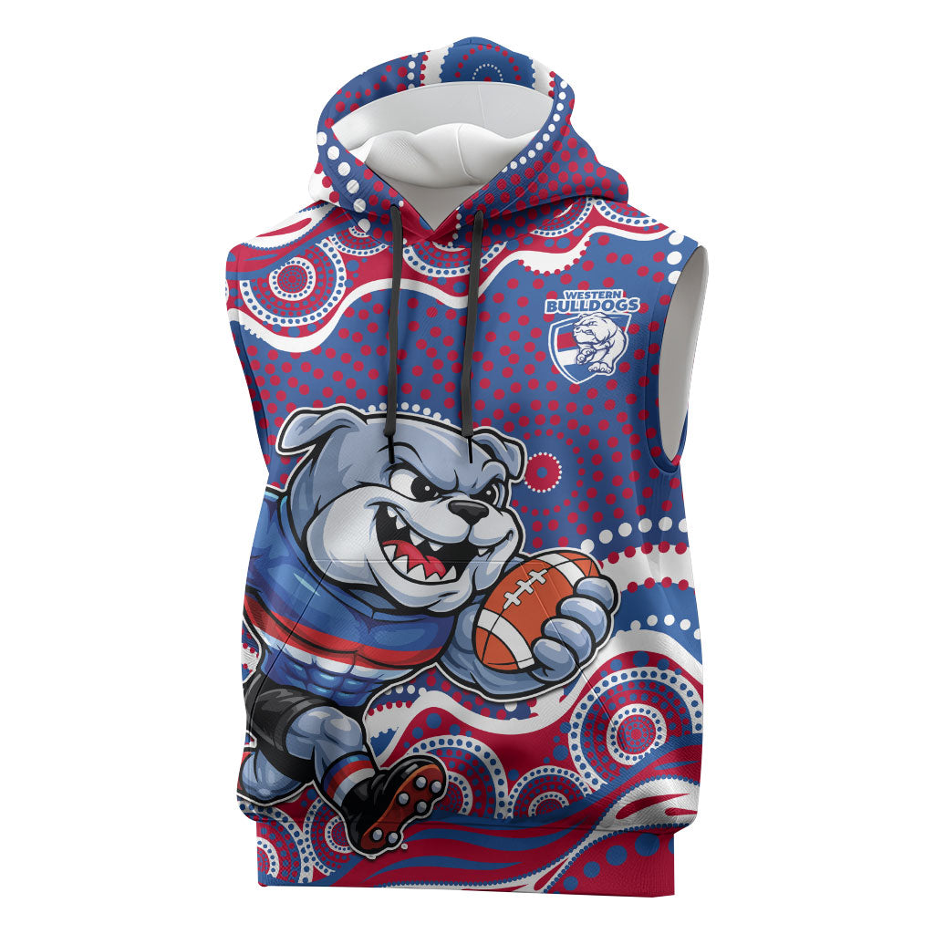 Western Bulldogs Sleeveless Hoodie Aboriginal Dot Pattern - Football Mascot Heritage Pride