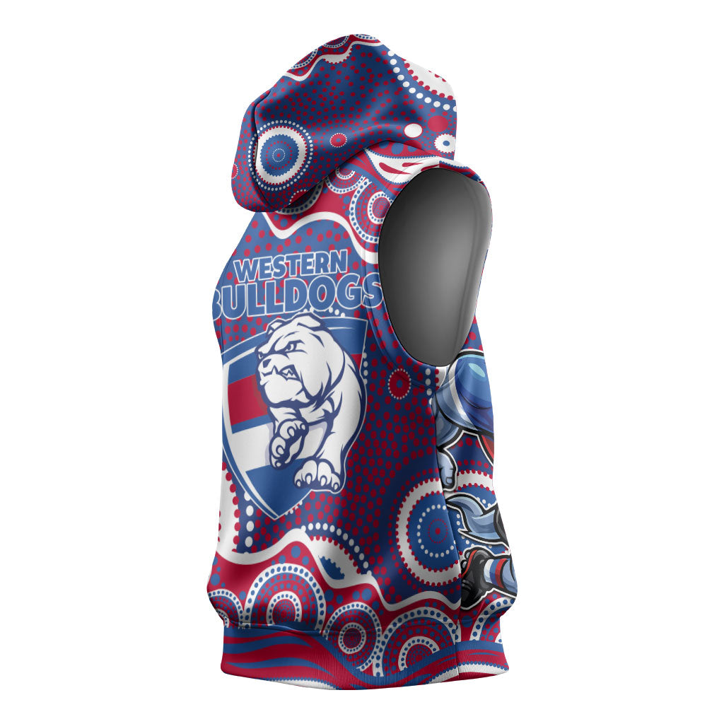 Western Bulldogs Sleeveless Hoodie Aboriginal Dot Pattern - Football Mascot Heritage Pride