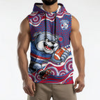 Western Bulldogs Sleeveless Hoodie Aboriginal Dot Pattern - Football Mascot Heritage Pride