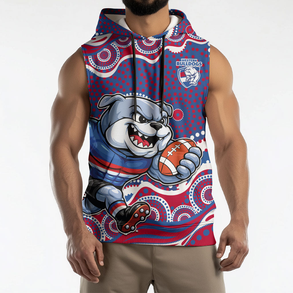 Western Bulldogs Sleeveless Hoodie Aboriginal Dot Pattern - Football Mascot Heritage Pride
