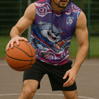 Western Bulldogs Sleeveless Hoodie Aboriginal Dot Pattern - Football Mascot Heritage Pride