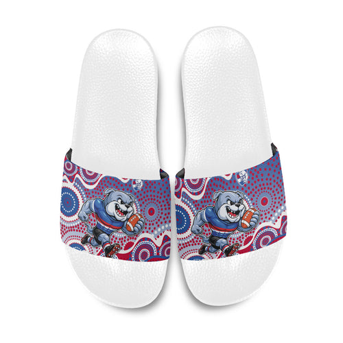 Western Bulldogs Slide Sandals Aboriginal Dot Pattern - Football Mascot Heritage Pride