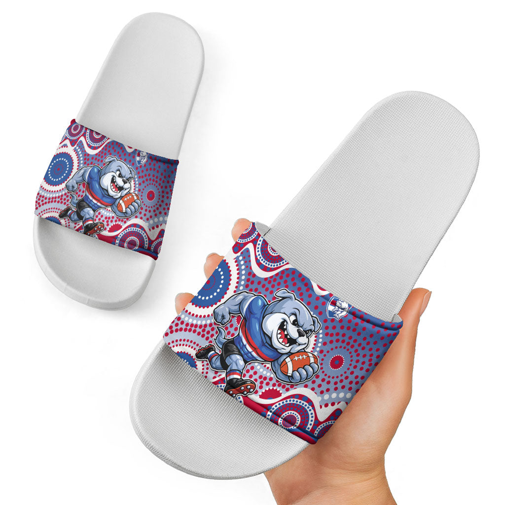 Western Bulldogs Slide Sandals Aboriginal Dot Pattern - Football Mascot Heritage Pride