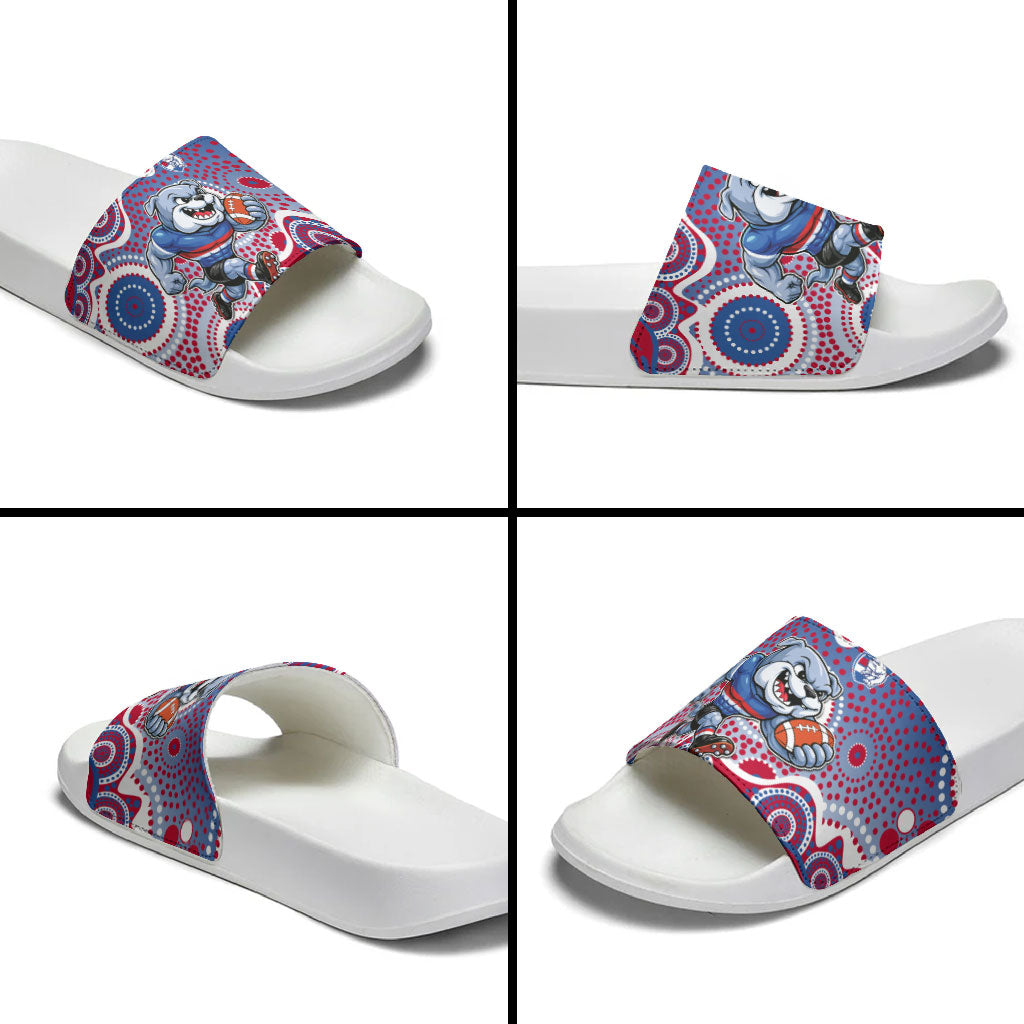 Western Bulldogs Slide Sandals Aboriginal Dot Pattern - Football Mascot Heritage Pride