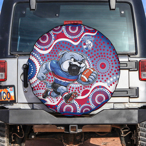 Western Bulldogs Spare Tire Cover Aboriginal Dot Pattern - Football Mascot Heritage Pride