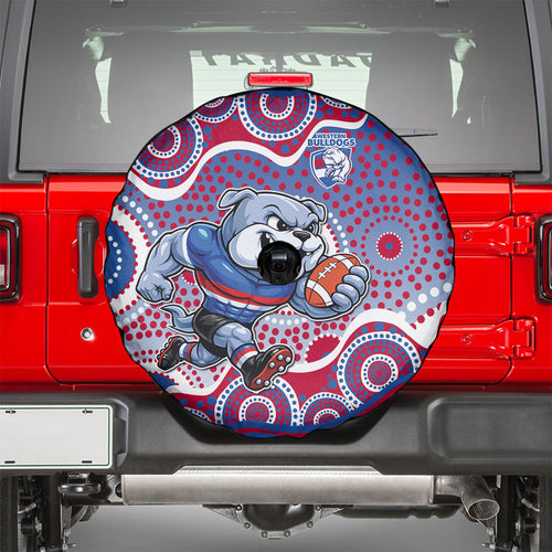 Western Bulldogs Spare Tire Cover Aboriginal Dot Pattern - Football Mascot Heritage Pride