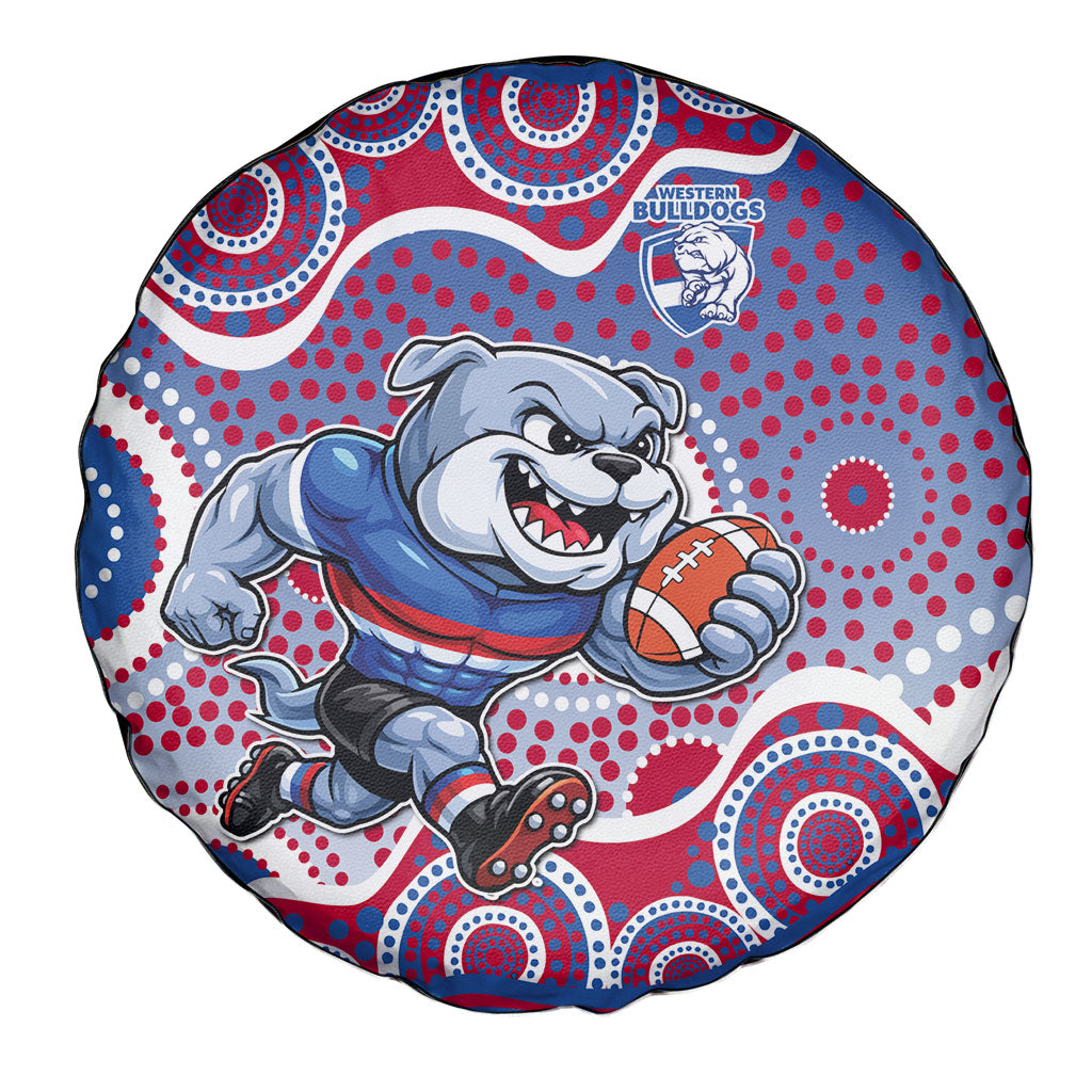 Western Bulldogs Spare Tire Cover Aboriginal Dot Pattern - Football Mascot Heritage Pride