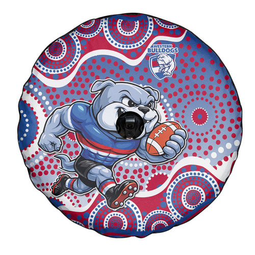 Western Bulldogs Spare Tire Cover Aboriginal Dot Pattern - Football Mascot Heritage Pride