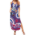 Western Bulldogs Summer Maxi Dress Aboriginal Dot Pattern - Football Mascot Heritage Pride