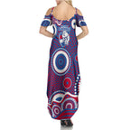 Western Bulldogs Summer Maxi Dress Aboriginal Dot Pattern - Football Mascot Heritage Pride