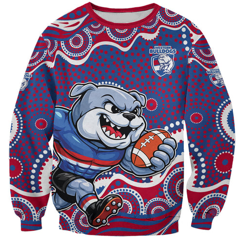 Western Bulldogs Sweatshirt Aboriginal Dot Pattern - Football Mascot Heritage Pride