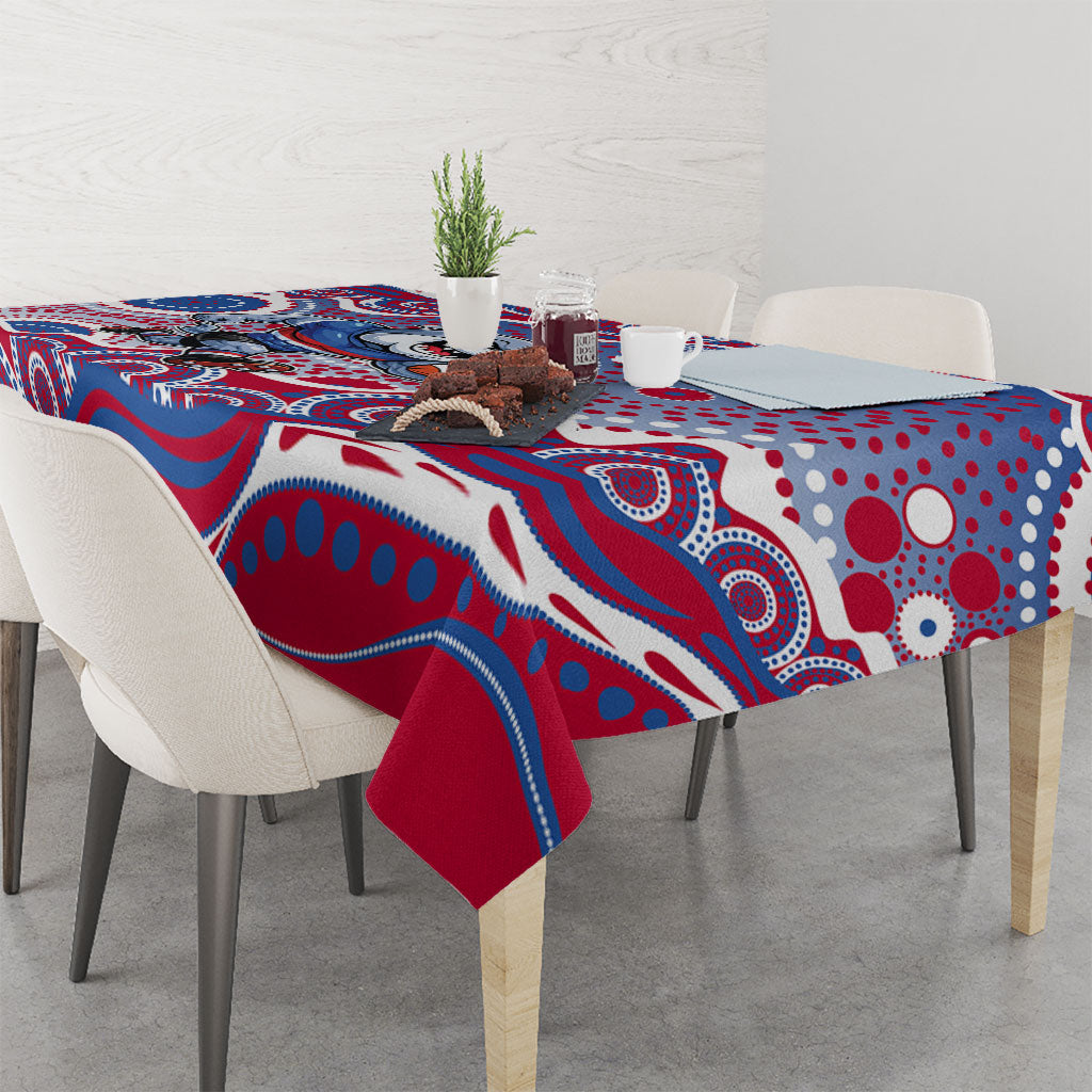 Western Bulldogs Tablecloth Aboriginal Dot Pattern - Football Mascot Heritage Pride