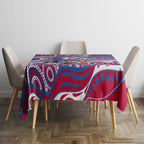 Western Bulldogs Tablecloth Aboriginal Dot Pattern - Football Mascot Heritage Pride