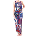 Western Bulldogs Tank Maxi Dress Aboriginal Dot Pattern - Football Mascot Heritage Pride