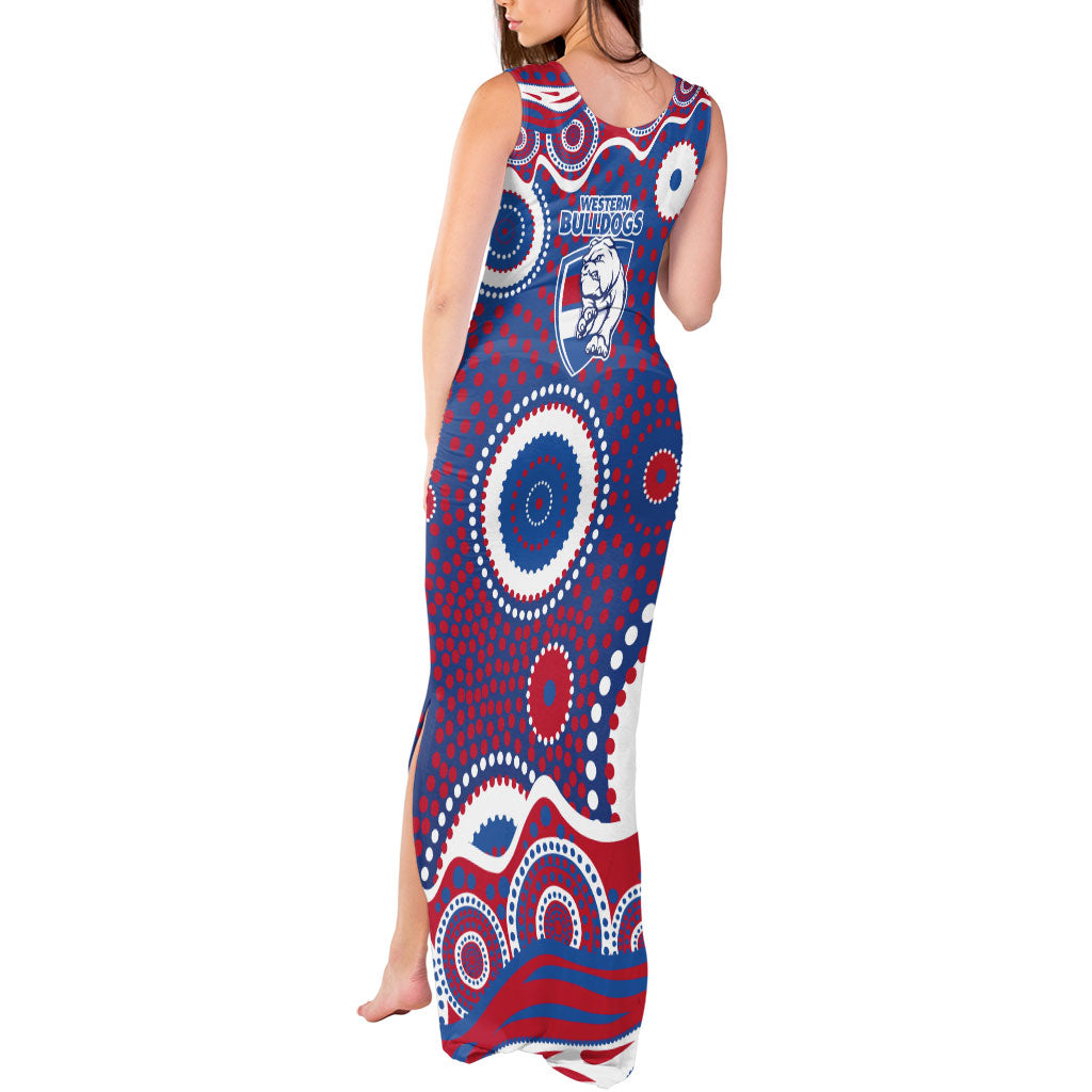 Western Bulldogs Tank Maxi Dress Aboriginal Dot Pattern - Football Mascot Heritage Pride