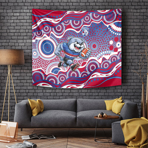 Western Bulldogs Tapestry Aboriginal Dot Pattern - Football Mascot Heritage Pride
