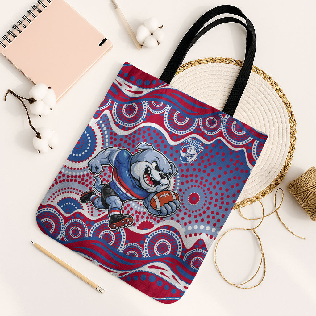 Western Bulldogs Tote Bag Aboriginal Dot Pattern - Football Mascot Heritage Pride