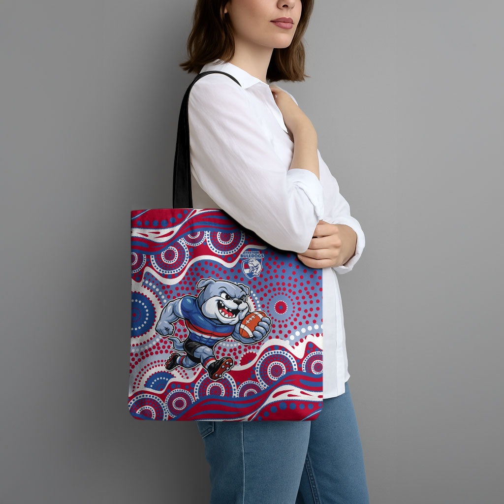 Western Bulldogs Tote Bag Aboriginal Dot Pattern - Football Mascot Heritage Pride
