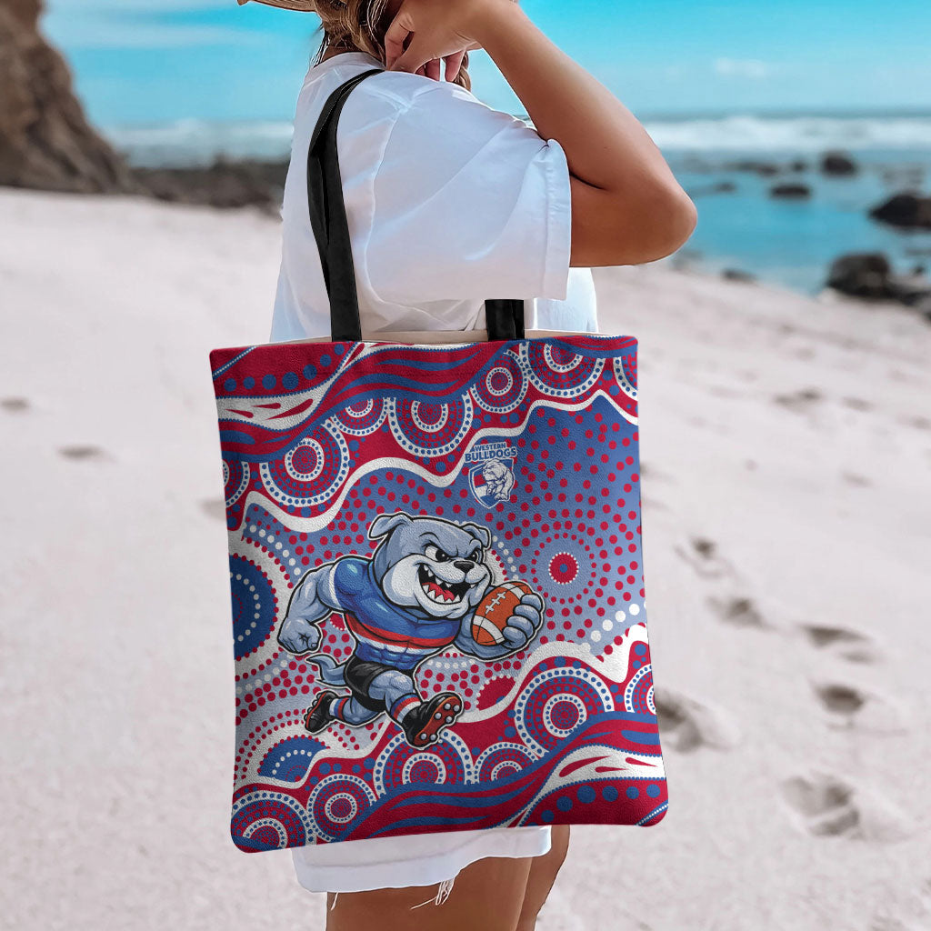 Western Bulldogs Tote Bag Aboriginal Dot Pattern - Football Mascot Heritage Pride