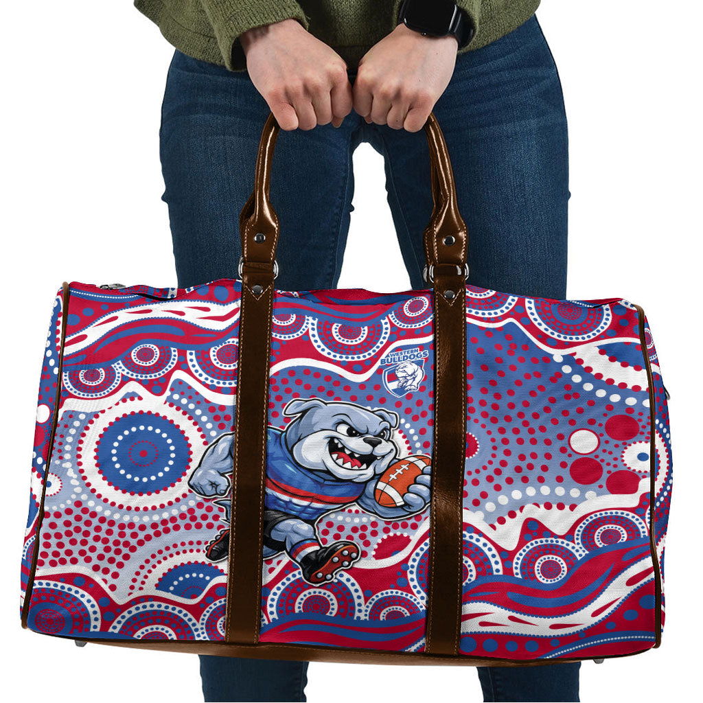 Western Bulldogs Travel Bag Aboriginal Dot Pattern - Football Mascot Heritage Pride