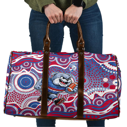 Western Bulldogs Travel Bag Aboriginal Dot Pattern - Football Mascot Heritage Pride