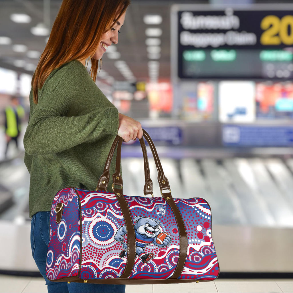 Western Bulldogs Travel Bag Aboriginal Dot Pattern - Football Mascot Heritage Pride