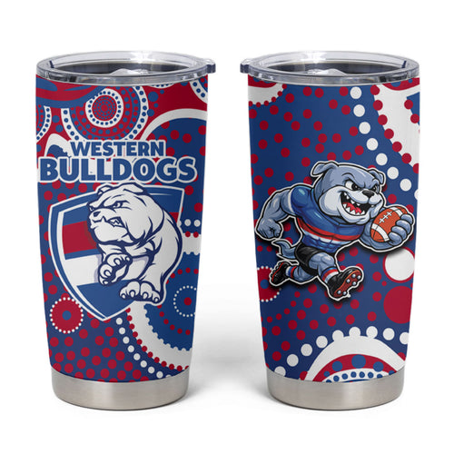 Western Bulldogs Tumbler Cup Aboriginal Dot Pattern - Football Mascot Heritage Pride