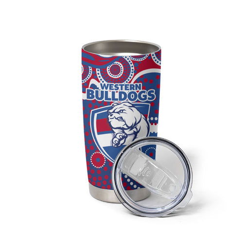 Western Bulldogs Tumbler Cup Aboriginal Dot Pattern - Football Mascot Heritage Pride