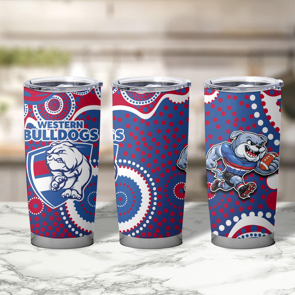 Western Bulldogs Tumbler Cup Aboriginal Dot Pattern - Football Mascot Heritage Pride