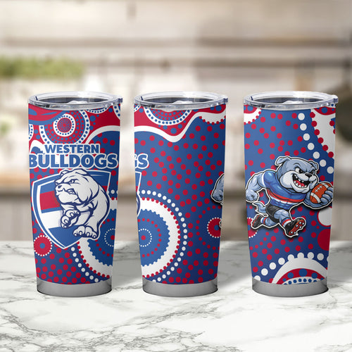 Western Bulldogs Tumbler Cup Aboriginal Dot Pattern - Football Mascot Heritage Pride