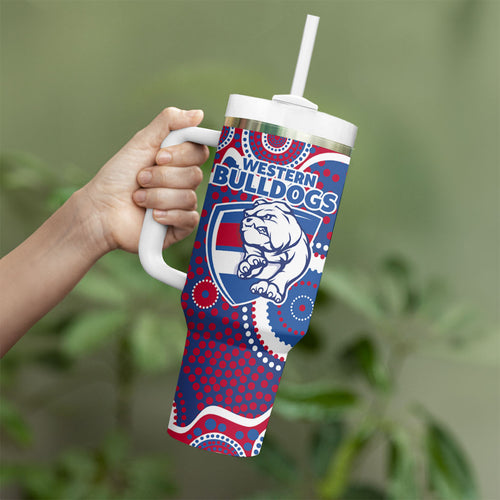 Western Bulldogs Tumbler With Handle Aboriginal Dot Pattern - Football Mascot Heritage Pride