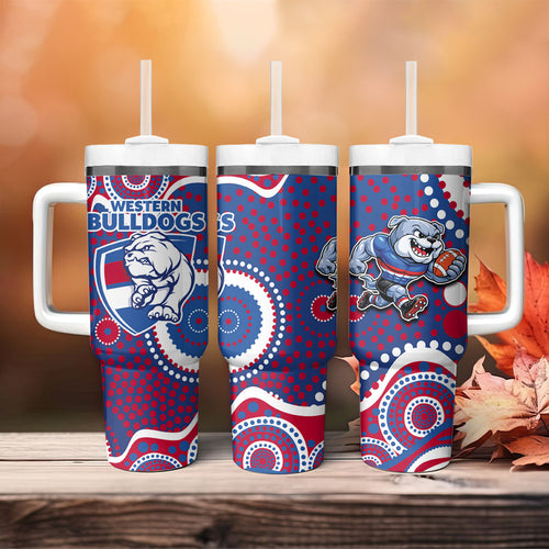 Western Bulldogs Tumbler With Handle Aboriginal Dot Pattern - Football Mascot Heritage Pride