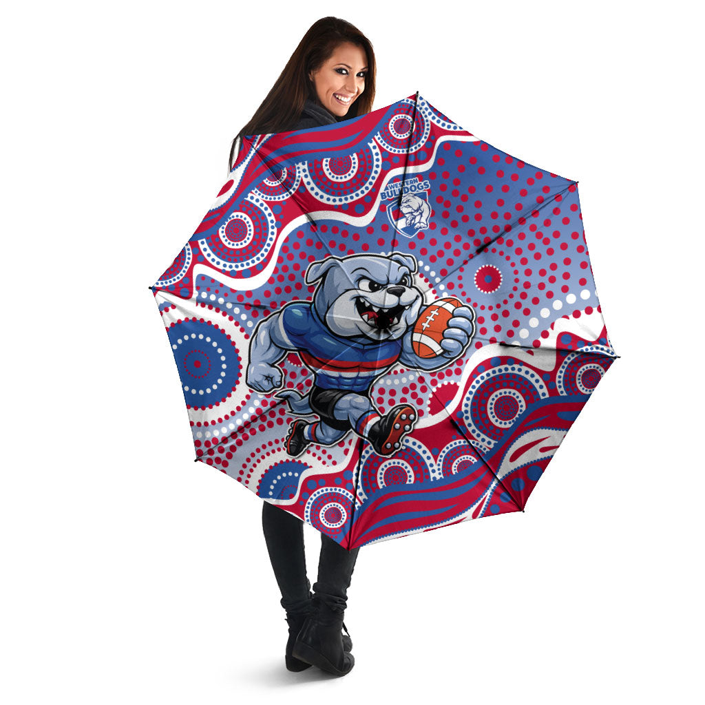 Western Bulldogs Umbrella Aboriginal Dot Pattern - Football Mascot Heritage Pride