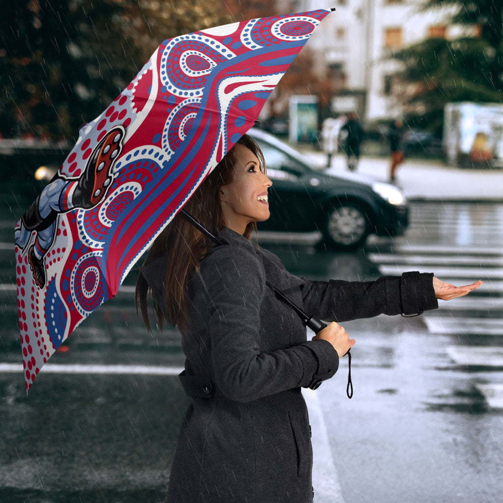 Western Bulldogs Umbrella Aboriginal Dot Pattern - Football Mascot Heritage Pride
