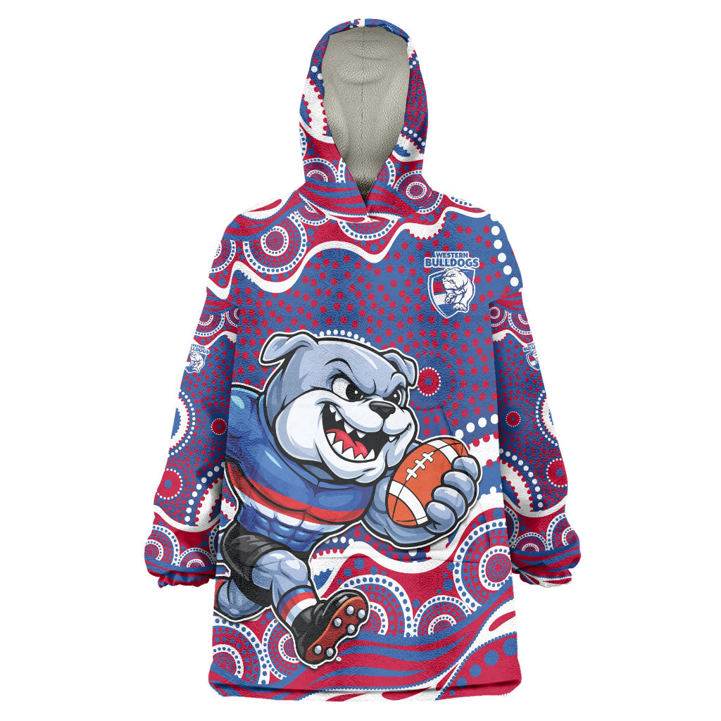 Western Bulldogs Wearable Blanket Hoodie Aboriginal Dot Pattern - Football Mascot Heritage Pride