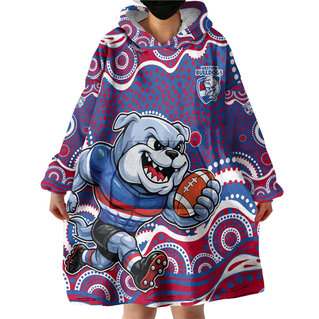 Western Bulldogs Wearable Blanket Hoodie Aboriginal Dot Pattern - Football Mascot Heritage Pride