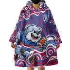 Western Bulldogs Wearable Blanket Hoodie Aboriginal Dot Pattern - Football Mascot Heritage Pride