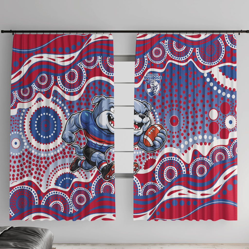 Western Bulldogs Window Curtain Aboriginal Dot Pattern - Football Mascot Heritage Pride