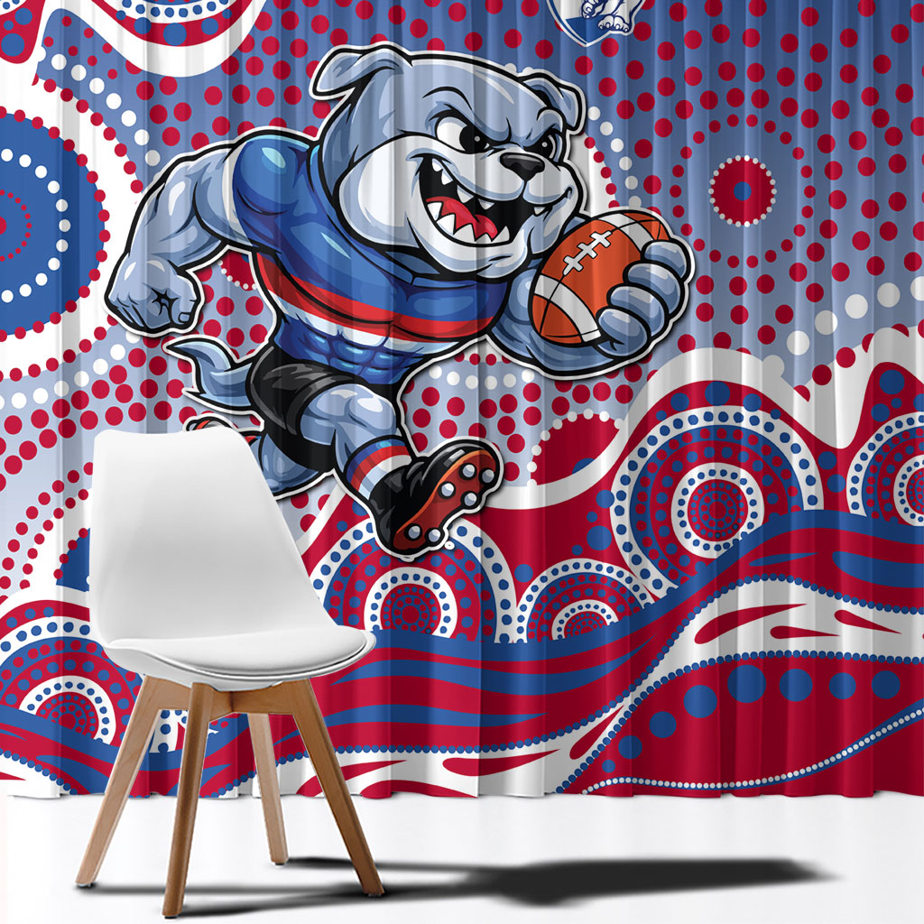 Western Bulldogs Window Curtain Aboriginal Dot Pattern - Football Mascot Heritage Pride