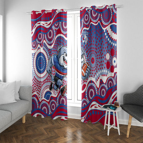 Western Bulldogs Window Curtain Aboriginal Dot Pattern - Football Mascot Heritage Pride