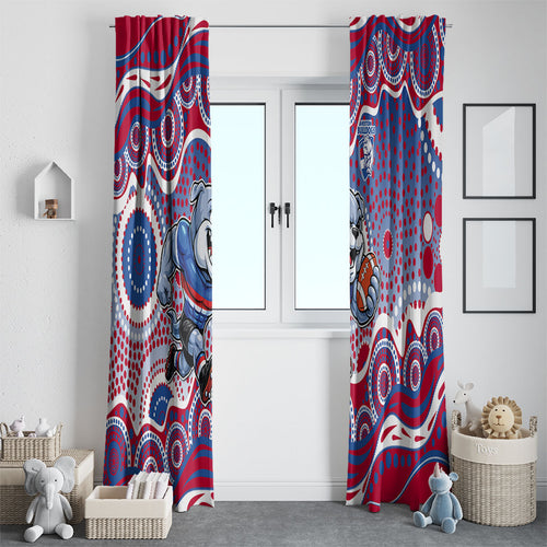 Western Bulldogs Window Curtain Aboriginal Dot Pattern - Football Mascot Heritage Pride