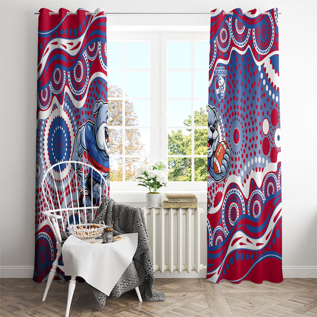 Western Bulldogs Window Curtain Aboriginal Dot Pattern - Football Mascot Heritage Pride