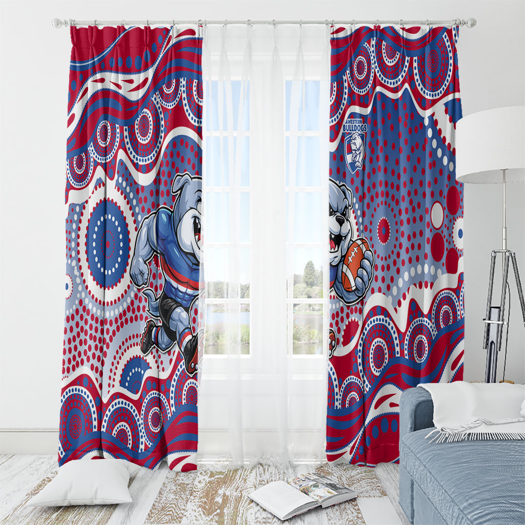 Western Bulldogs Window Curtain Aboriginal Dot Pattern - Football Mascot Heritage Pride