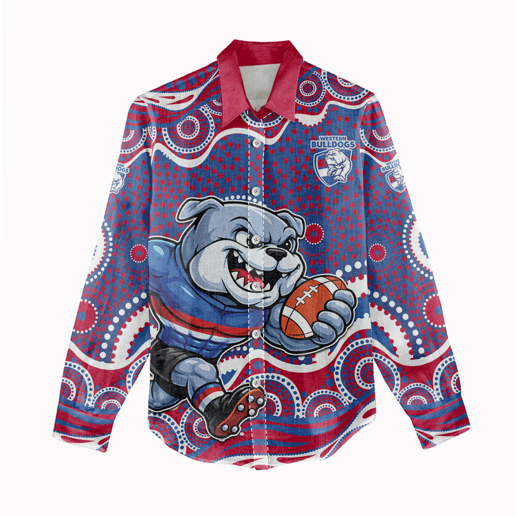 Western Bulldogs Women Casual Shirt Aboriginal Dot Pattern - Football Mascot Heritage Pride