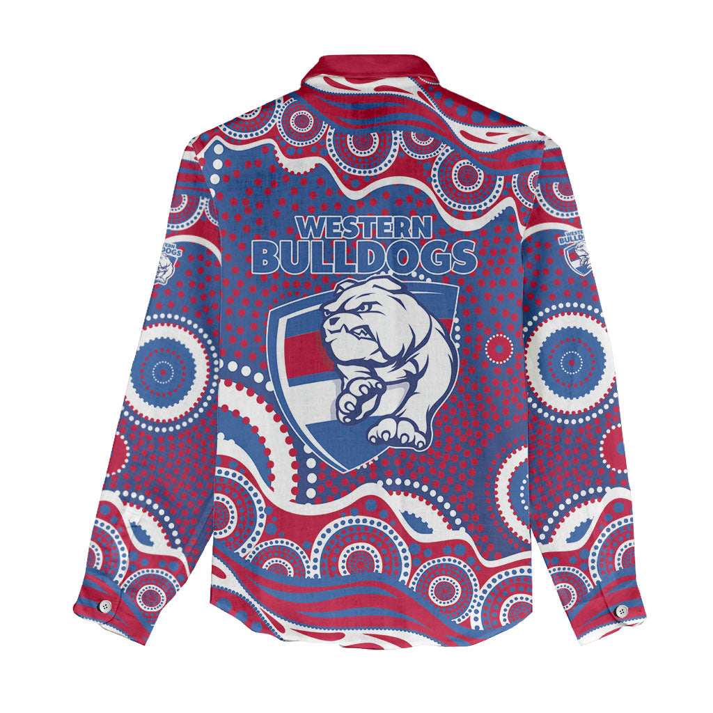 Western Bulldogs Women Casual Shirt Aboriginal Dot Pattern - Football Mascot Heritage Pride