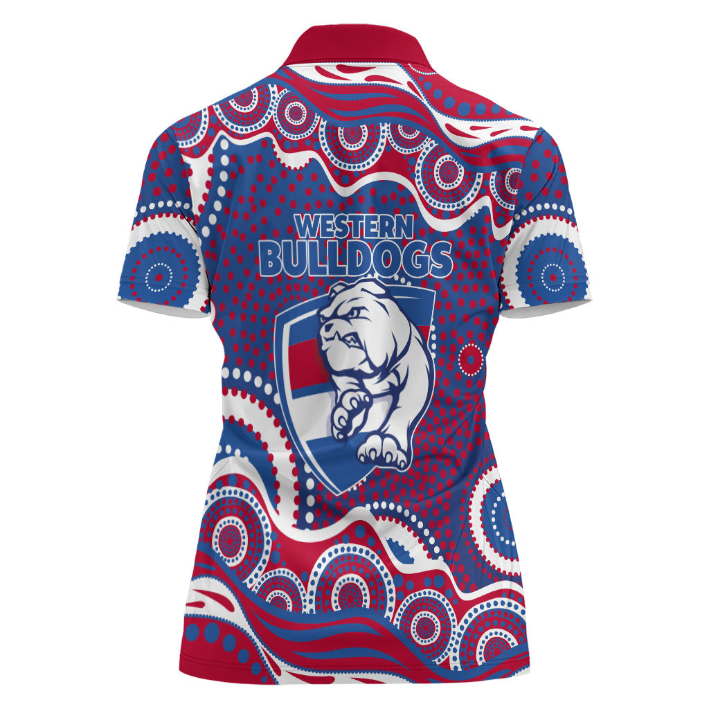 Western Bulldogs Women Polo Shirt Aboriginal Dot Pattern - Football Mascot Heritage Pride
