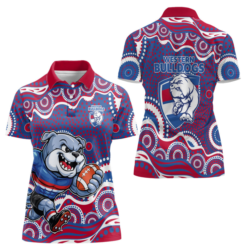 Western Bulldogs Women Polo Shirt Aboriginal Dot Pattern - Football Mascot Heritage Pride