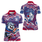 Western Bulldogs Women Polo Shirt Aboriginal Dot Pattern - Football Mascot Heritage Pride