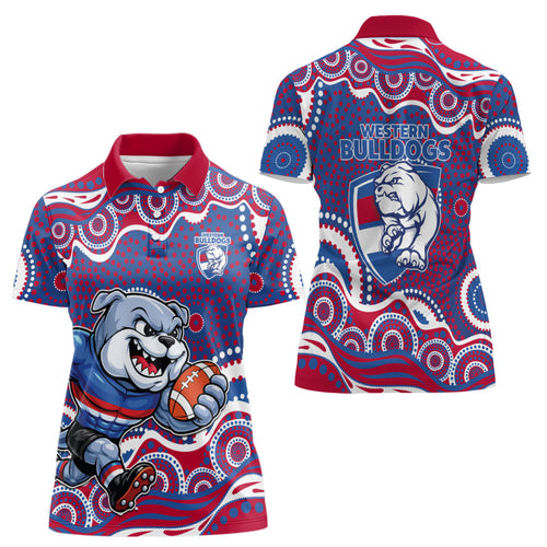 Western Bulldogs Women Polo Shirt Aboriginal Dot Pattern - Football Mascot Heritage Pride